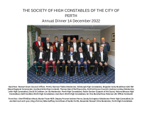 Society Dinner 14 December 2022. Top Table. Missing due to delayed arrival - Brigadier Ben Wrench and Chief Inspector Tom Leonard. (Photo courtesy of Richard Wilkins/Perthshire Advertiser)